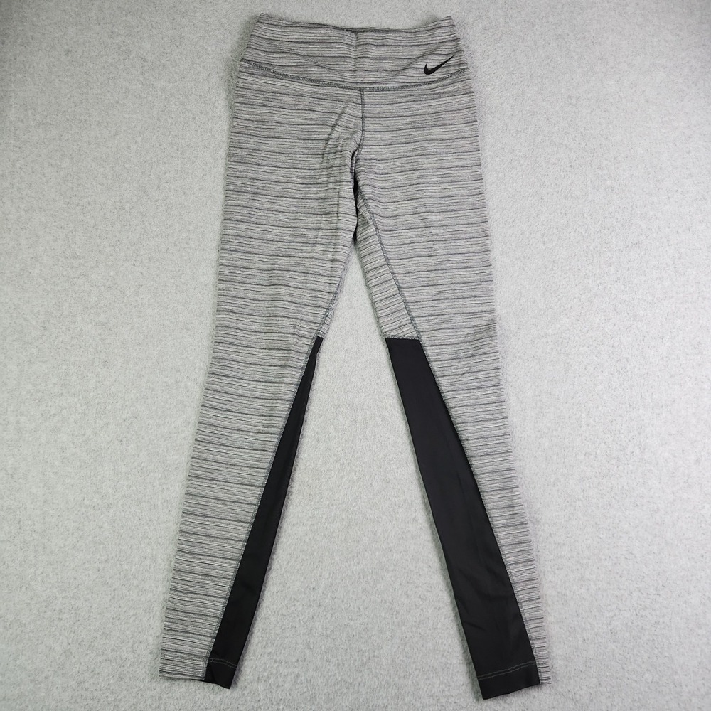 Nike Leggings Womens Small Gray Dri-FIT Athletic‎ Workout High Waist Swoosh Logo